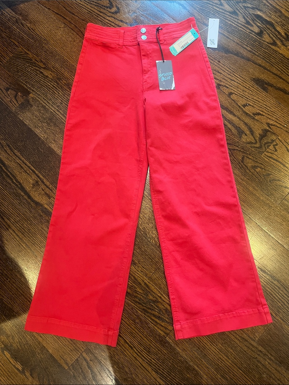 Studio Blue High Rise Welt Pocket Wide Leg Jeans